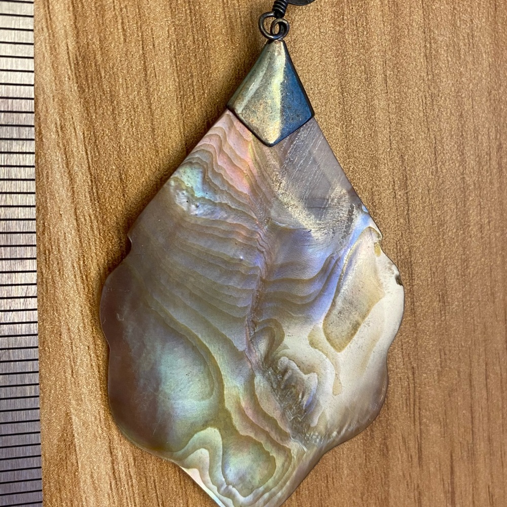 Beautiful vintage 925 sterling silver abalone shell dangle earrings - Picture 3 of 7